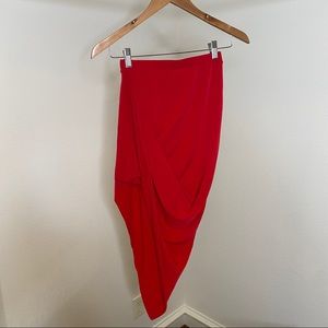 Asymmetrical Red Skirt